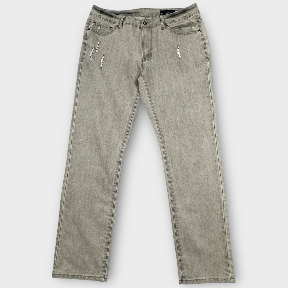 WXYZ Jeans Mens 34x30 Gray Wash Nomad Slim Fit Distressed Stretch Moto Grunge